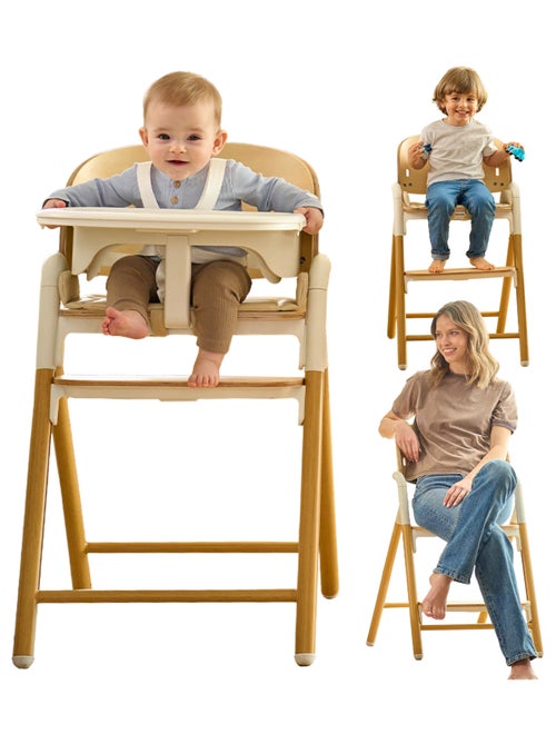 Seggiolone in legno LIONELO Celia 3 in 1 - Fino a 90 kg - Regolazione con una mano - Adattabile - Kiabi