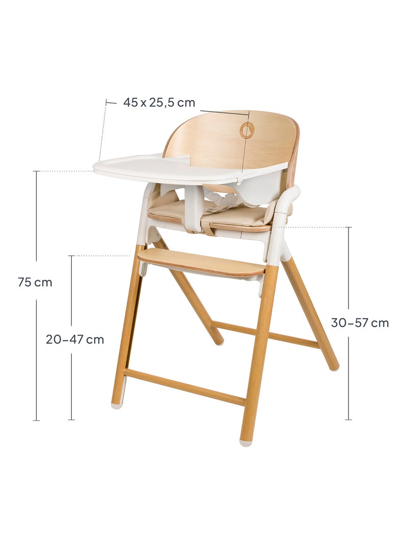 Seggiolone in legno LIONELO Celia 3 in 1 - Fino a 90 kg - Regolazione con una mano - Adattabile Bianco/Legno - Kiabi