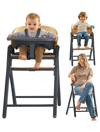 Seggiolone in legno LIONELO Celia 3 in 1 - Fino a 90 kg - Regolazione con una mano - Adattabile