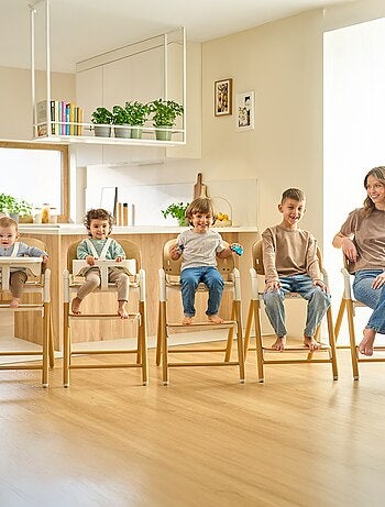 Seggiolone in legno LIONELO Celia 3 in 1 - Fino a 90 kg - Regolazione con una mano - Adattabile