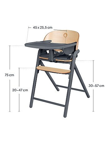 Seggiolone in legno LIONELO Celia 3 in 1 - Fino a 90 kg - Regolazione con una mano - Adattabile