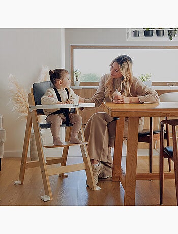 Seggiolone in legno LIONELO Floris 3 in 1 - Cuscini - Regolabile - Cintura a 5 punti - Fino a 40 kg