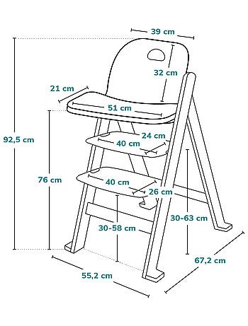 Seggiolone in legno LIONELO Floris 3 in 1 - Cuscini - Regolabile - Cintura a 5 punti - Fino a 40 kg