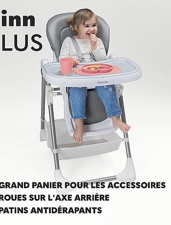 Seggiolone LIONELO Linn - Altezza regolabile - Ruote - Cestino - Pieghevole compatto