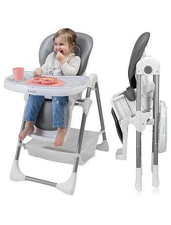 Seggiolone LIONELO Linn - Altezza regolabile - Ruote - Cestino - Pieghevole compatto