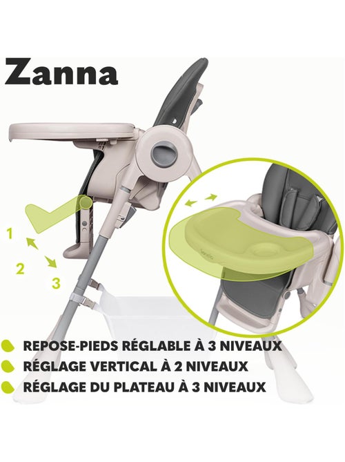 Seggiolone LIONELO Zanna - Pieghevole - Con ruote - Vassoio e poggiapiedi regolabili - Kiabi