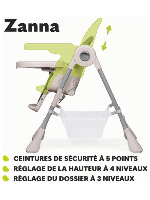 Seggiolone LIONELO Zanna - Pieghevole - Con ruote - Vassoio e poggiapiedi regolabili - Kiabi