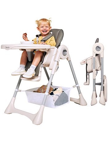 Seggiolone LIONELO Zanna - Pieghevole - Con ruote - Vassoio e poggiapiedi regolabili