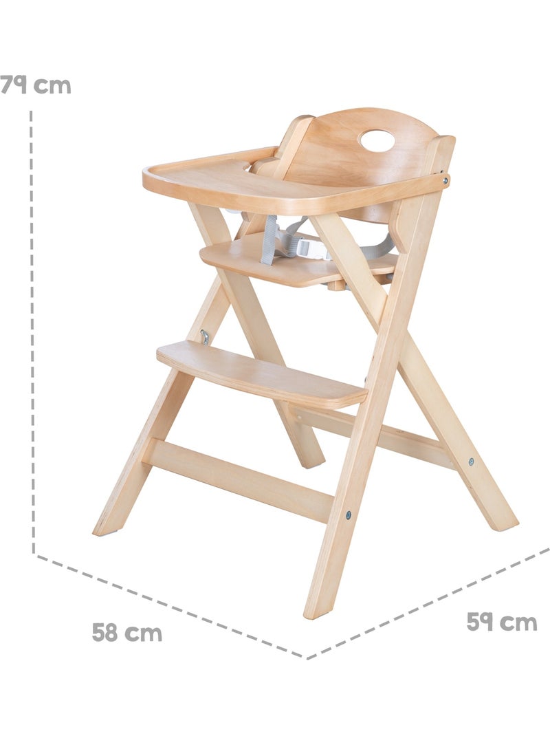 Seggiolone pieghevole con vassoio pasto amovibile – "Roba Fold Up Smart" Legno naturale - Kiabi