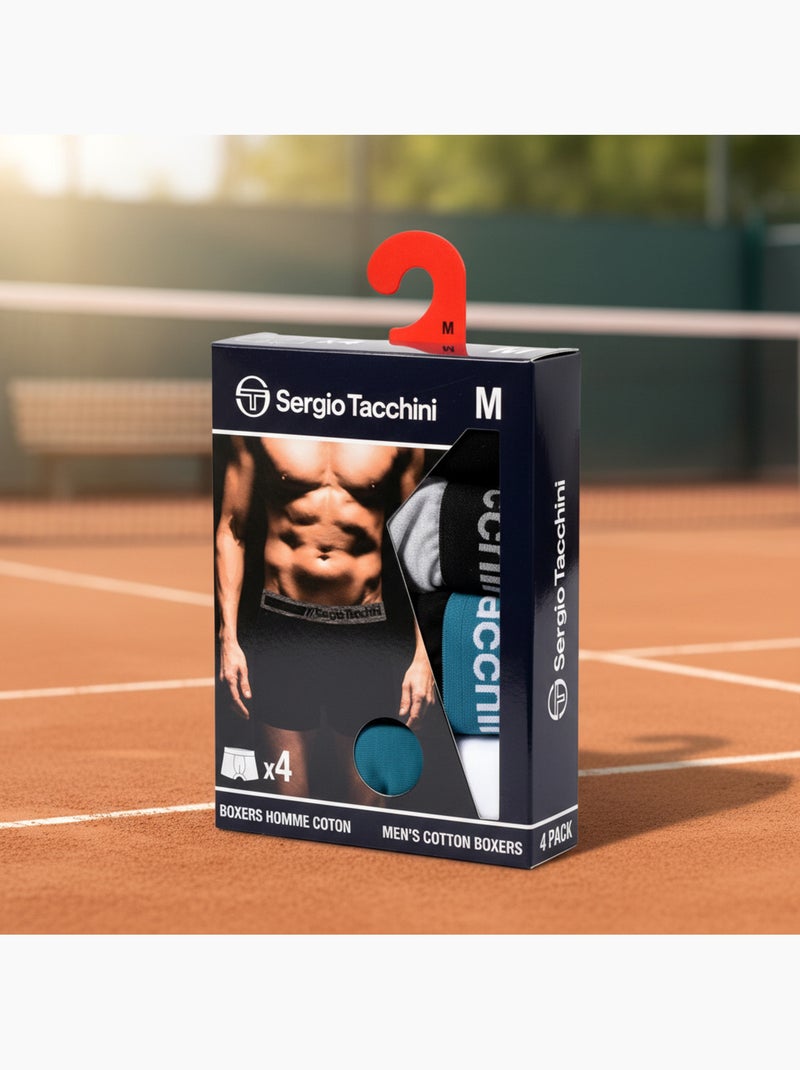 Sergio Tacchini Confezione di boxer da uomo Set da 4 Nero Blu - Kiabi