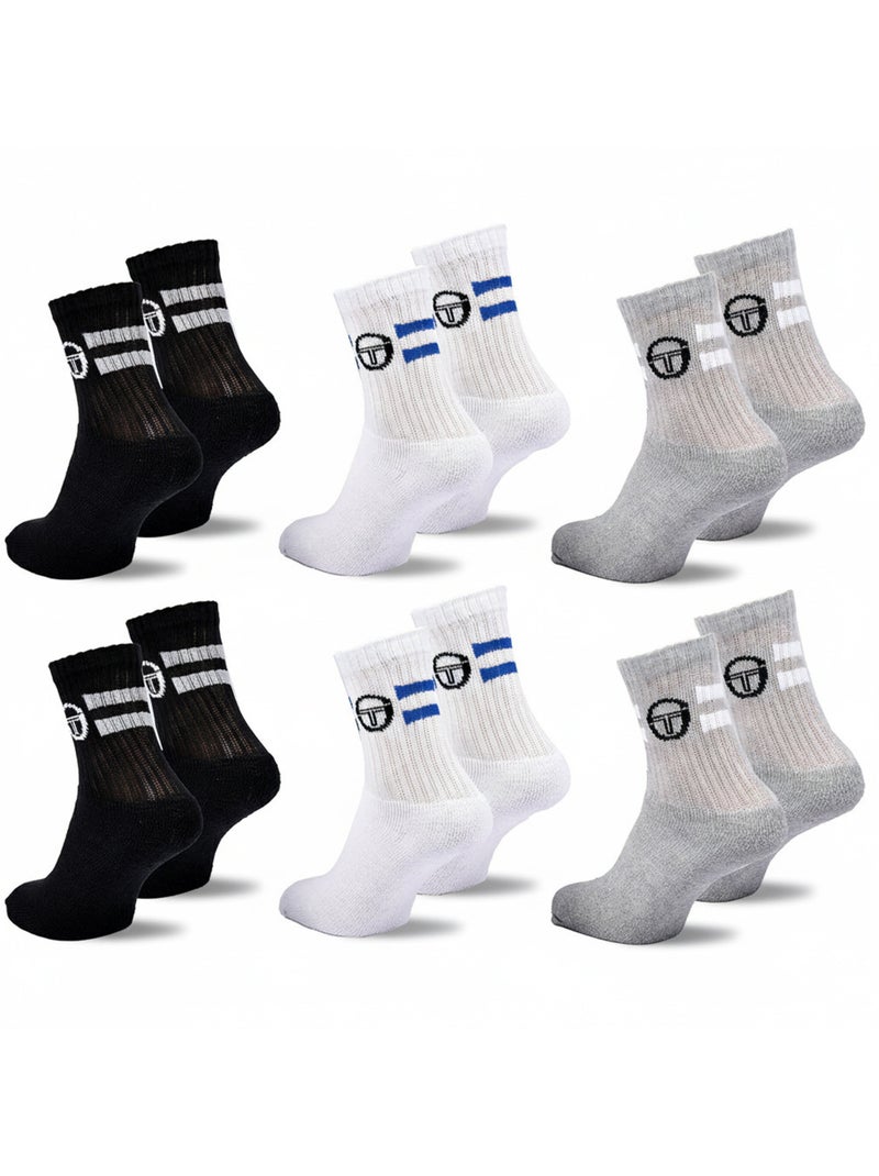 Sergio Tacchini Confezione di calzini da tennis per bambini Crew Set da 6 paia Nero - Kiabi