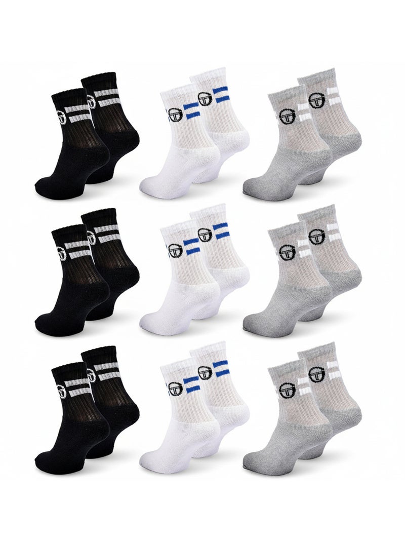 Sergio Tacchini Confezione di calzini da tennis per bambini Crew Set da 9 paia Nero - Kiabi