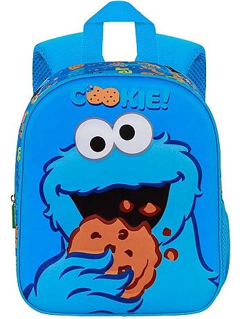 Sesame street pasticcino cookie monster eat zainetto 3d elite, blu