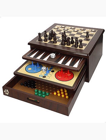 Set 10 giochi da tavolo con scatola organizzatrice in legno cb games