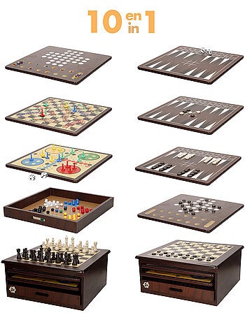 Set 10 giochi da tavolo con scatola organizzatrice in legno cb games