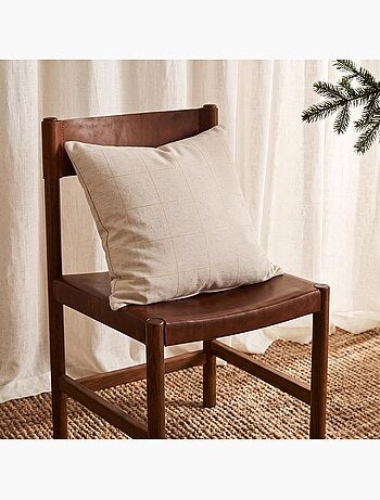 Set 2 copricuscini natale a quadri, filo dorato, cotone - gamusi.