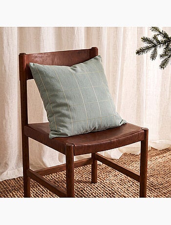 Set 2 copricuscini natale a quadri, filo dorato, cotone - gamusi.