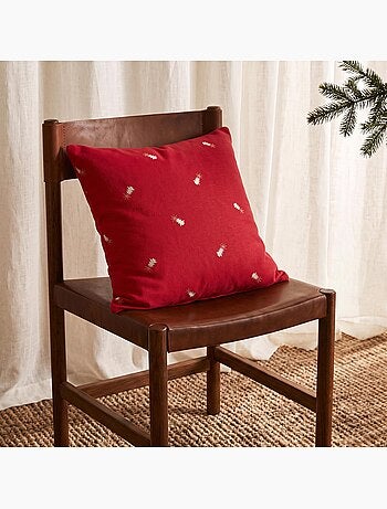 Set 2 copricuscini natale abeti, filo dorato, cotone - gamusi.