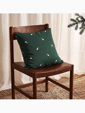 Set 2 copricuscini natale abeti, filo dorato, cotone - gamusi.