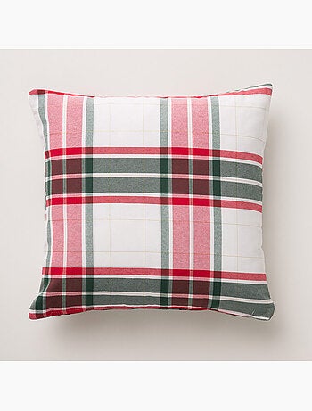 Set 2 copricuscini natale tartan, filo dorato, cotone - gamusi.