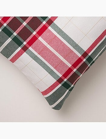 Set 2 copricuscini natale tartan, filo dorato, cotone - gamusi.