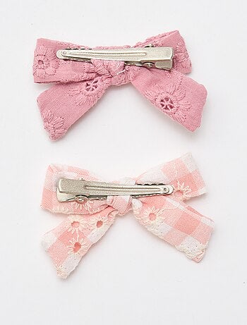 Set 2 fermagli a coccodrillo con fiocco