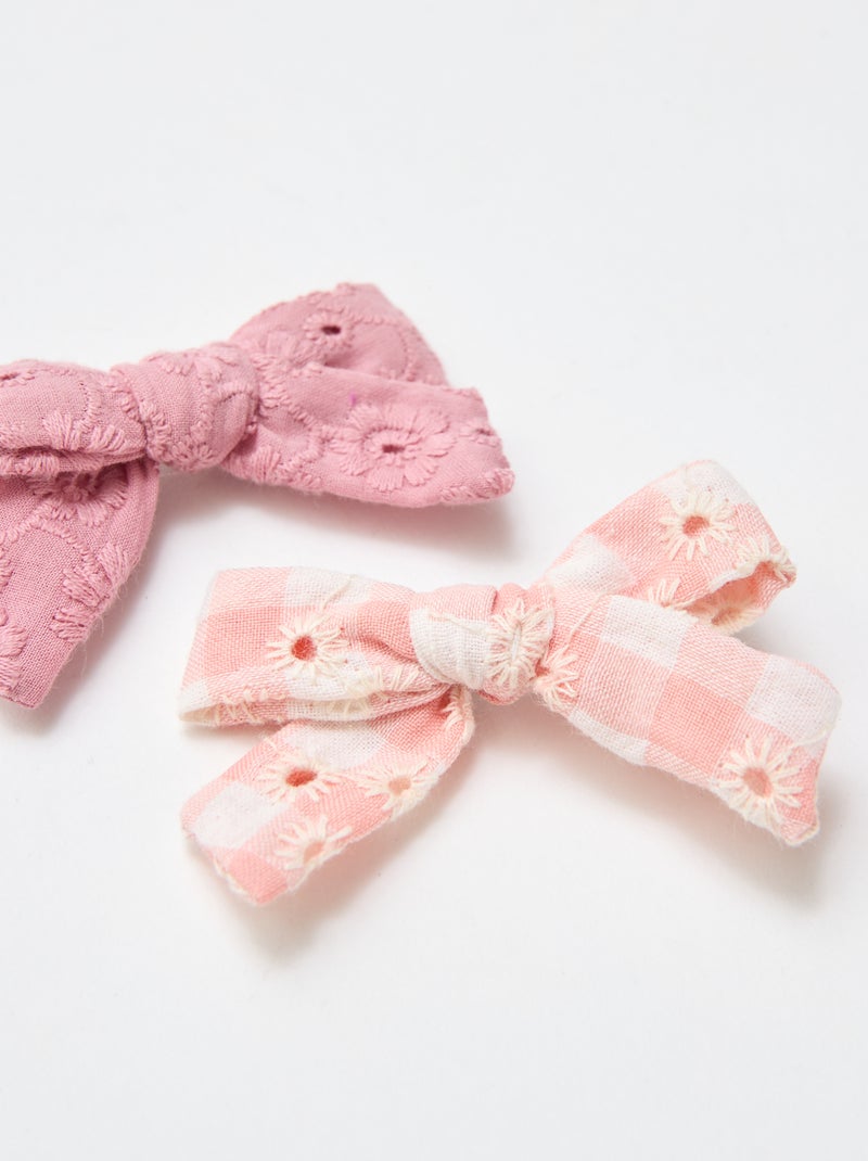 Set 2 fermagli a coccodrillo con fiocco Rosa - Kiabi