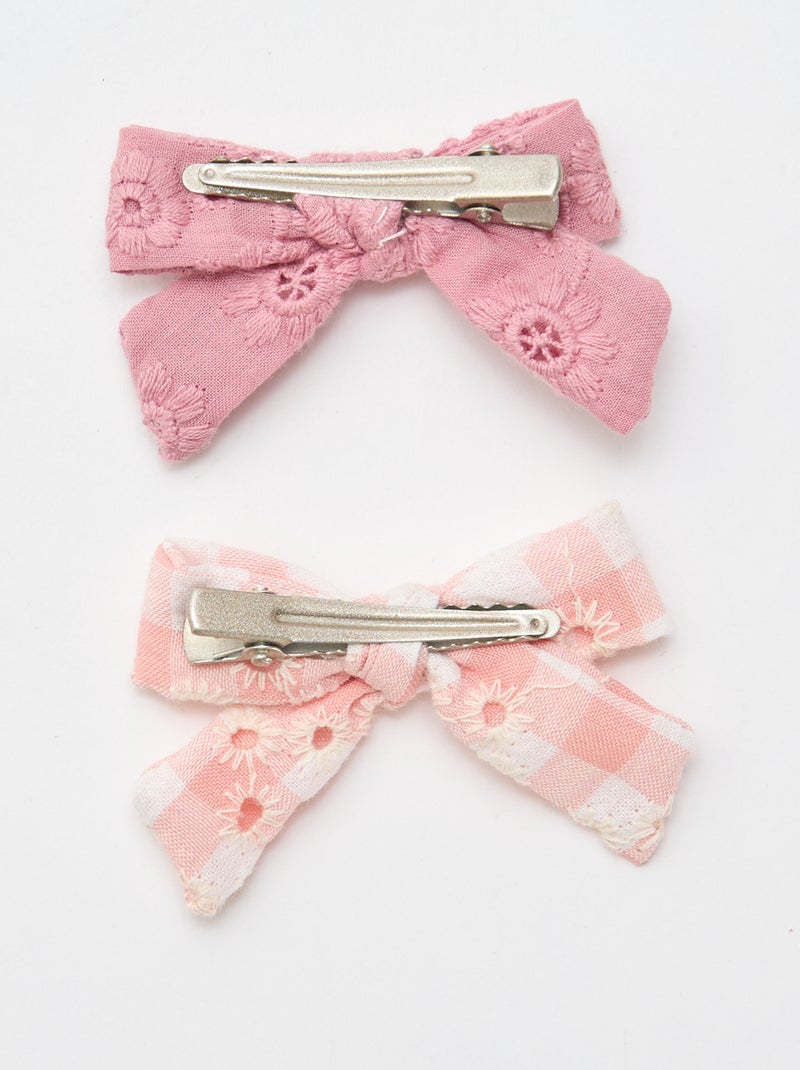 Set 2 fermagli a coccodrillo con fiocco Rosa - Kiabi