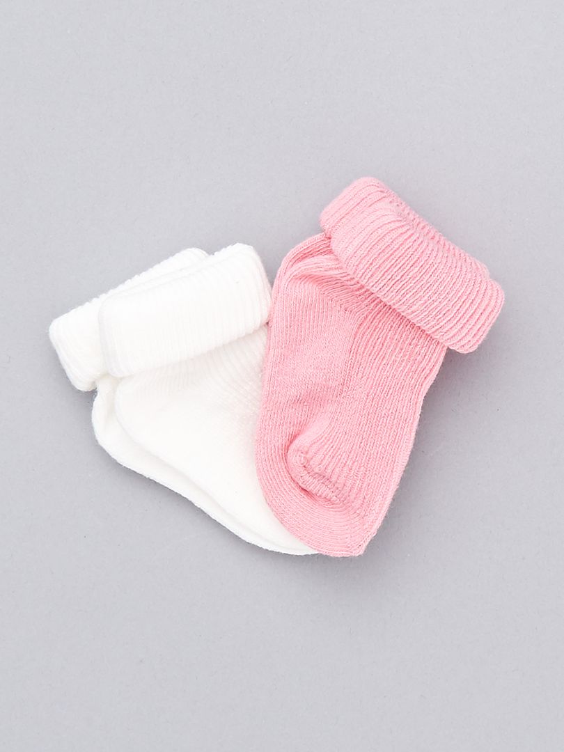 Set 2 paia calzini cotone bio bianco/rosa - Kiabi
