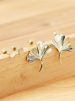 Orecchino A Polsino Per Orecchio Sinistro, A Forma Di Foglia Con Strass, Placcato Oro/argento, 6x2 Cm, Ipoallergenico