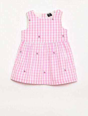 Set 2 pezzi - Abito vichy senza maniche in popeline di cotone + culotte