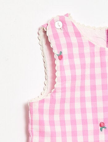 Set 2 pezzi - Abito vichy senza maniche in popeline di cotone + culotte