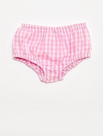 Set 2 pezzi - Abito vichy senza maniche in popeline di cotone + culotte