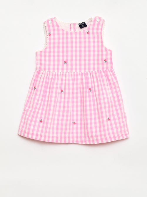 Set 2 pezzi - Abito vichy senza maniche in popeline di cotone + culotte - Kiabi