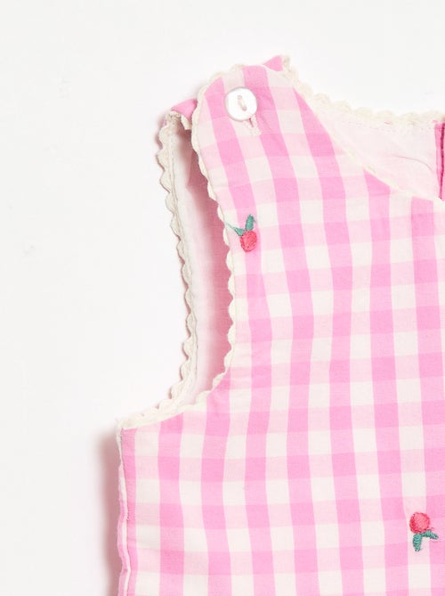 Set 2 pezzi - Abito vichy senza maniche in popeline di cotone + culotte - Kiabi