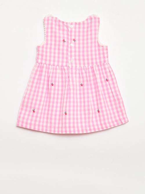Set 2 pezzi - Abito vichy senza maniche in popeline di cotone + culotte - Kiabi