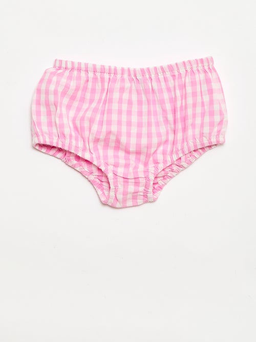 Set 2 pezzi - Abito vichy senza maniche in popeline di cotone + culotte - Kiabi