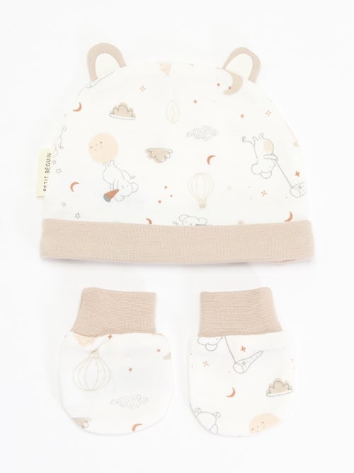 Set 2 pezzi - berretto e paio di muffole 'Petit Béguin' - Kiabi Set 2 pezzi - berretto e paio di muffole 'Petit Béguin' - Kiabi