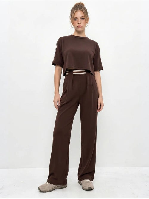 Set 2 pezzi con t-shirt girocollo e pantaloni a gamba ampia lucci - Kiabi Set 2 pezzi con t-shirt girocollo e pantaloni a gamba ampia lucci - Kiabi