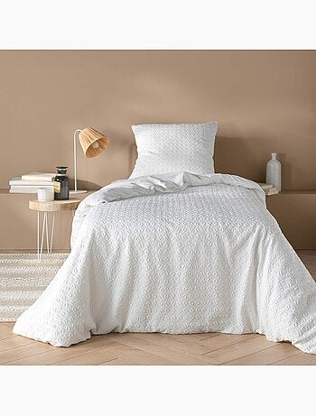 Set 2 pezzi di biancheria da letto reversibile in cotone goffrato + federa per cuscino