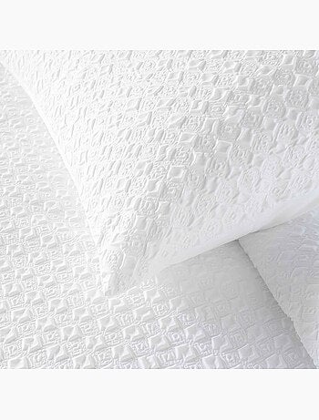 Set 2 pezzi di biancheria da letto reversibile in cotone goffrato + federa per cuscino