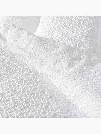 Set 2 pezzi di biancheria da letto reversibile in cotone goffrato + federa per cuscino