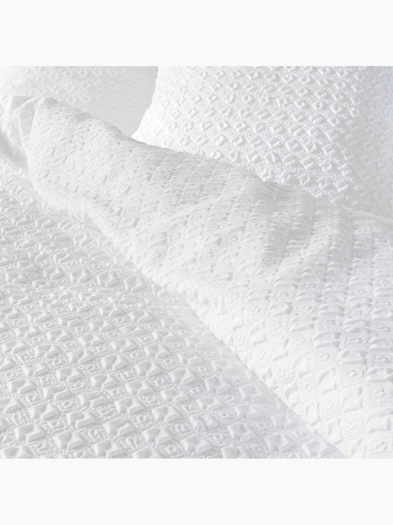 Set 2 pezzi di biancheria da letto reversibile in cotone goffrato + federa per cuscino Bianco - Kiabi
