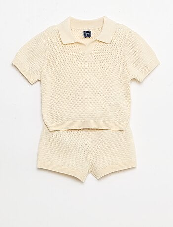 Set 2 pezzi in maglia - T-shirt polo + short