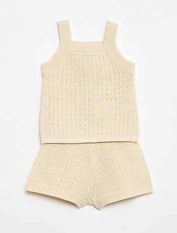Set 2 pezzi short + T-shirt in crochet