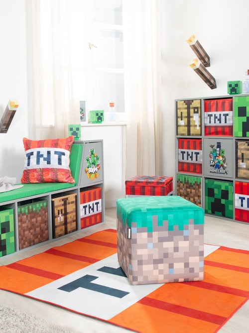 Set 2 pouf in velluto – blocco d"erba e cubo TNT "Roba" – Minecraft - Kiabi