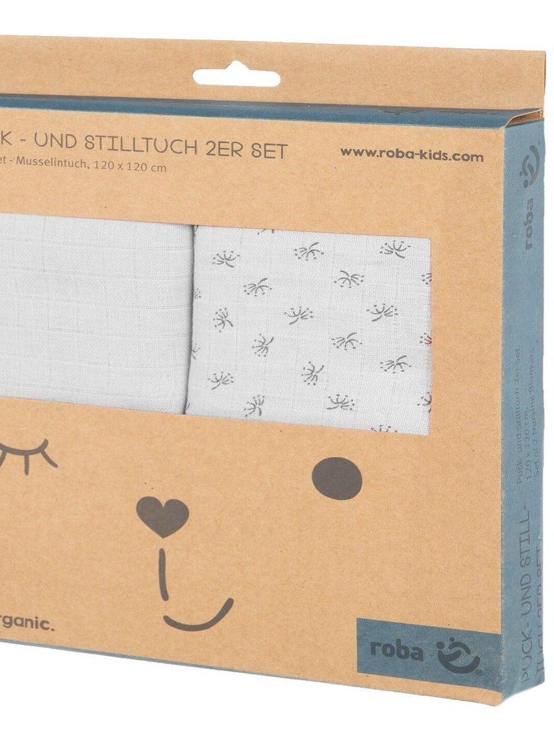 Set 2 salviette da allattamento in cotone bio – ROBA "Lil Planet" Grigio - Kiabi