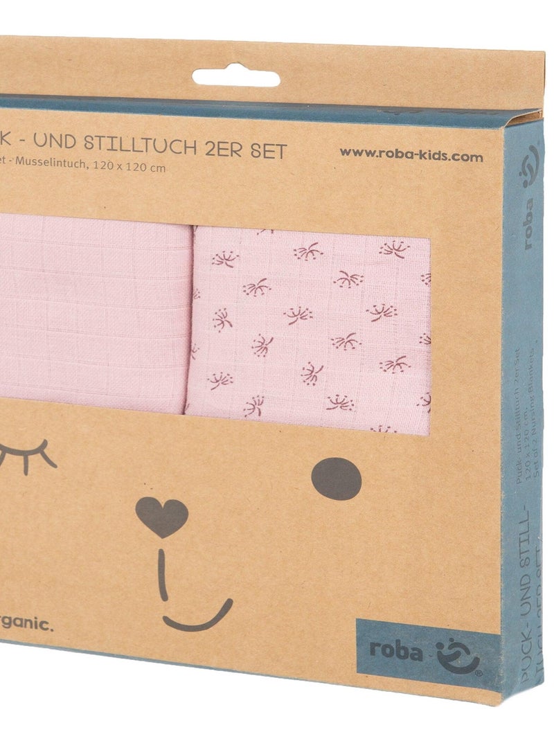 Set 2 salviette da allattamento in cotone bio – ROBA "Lil Planet" Rosa - Kiabi