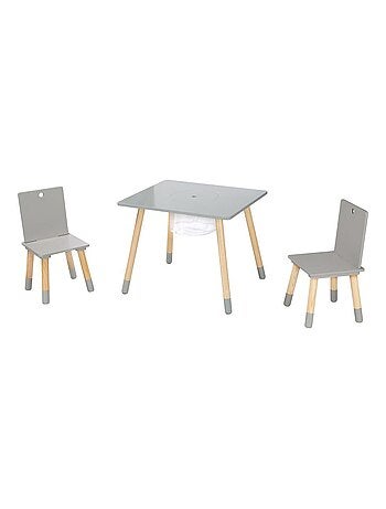 Set 2 sedie e tavolo per bambini con rete portaoggetti in legno – design scandinavo "Roba