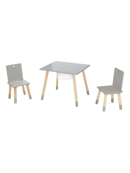 Set 2 sedie e tavolo per bambini con rete portaoggetti in legno – design scandinavo "Roba" - Kiabi